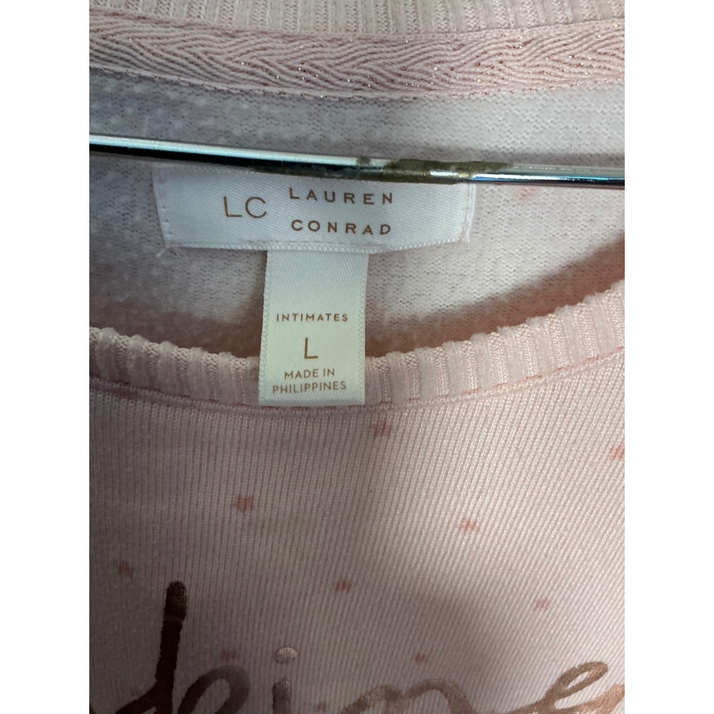 LC Lauren Conrad Sweatshirt Womens Large Pink Excellent Making Spirits Bright - Picture 7 of 11